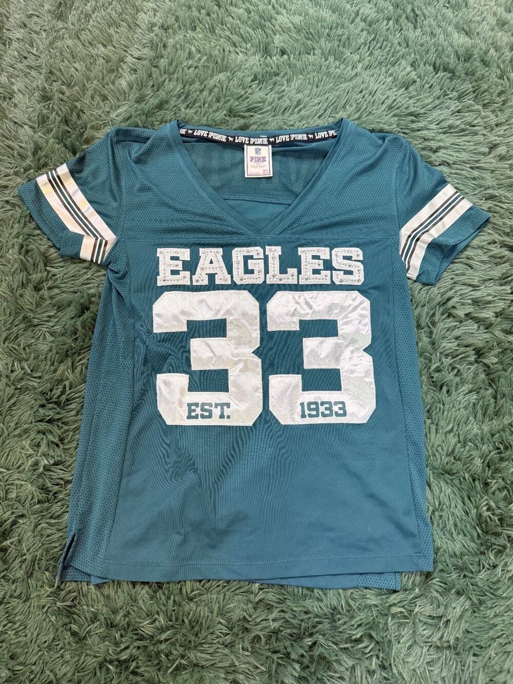 PINK Victoria's Secret NFL Philadelphia Eagles #33 Jersey Tee Shirt Women's XS